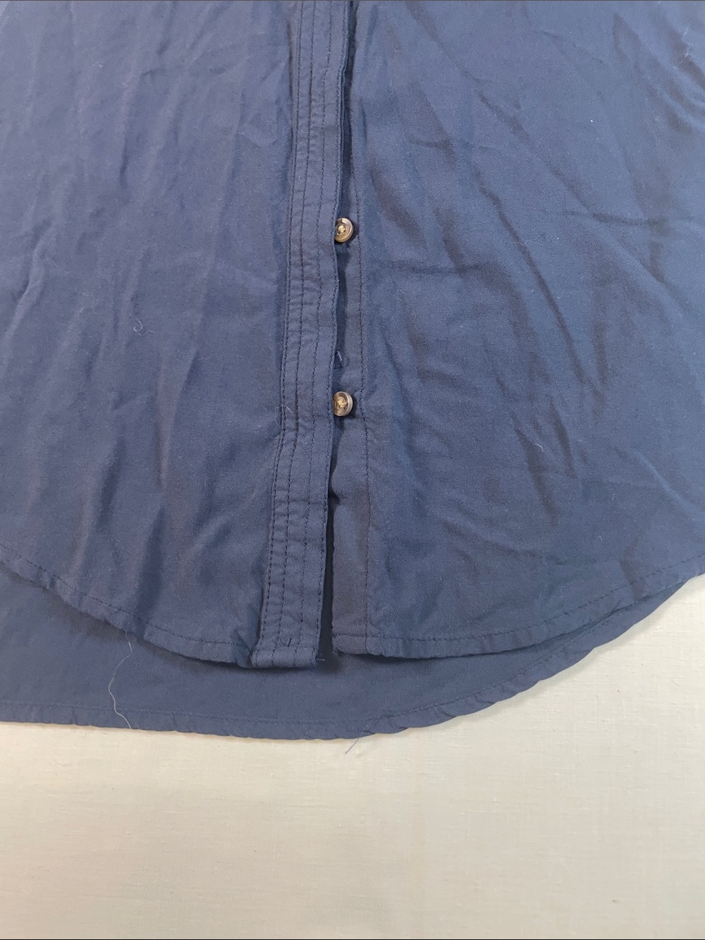 AB&F cobalt button down collar roll L/S wood look buttons Viscose M - Picture 3 of 9